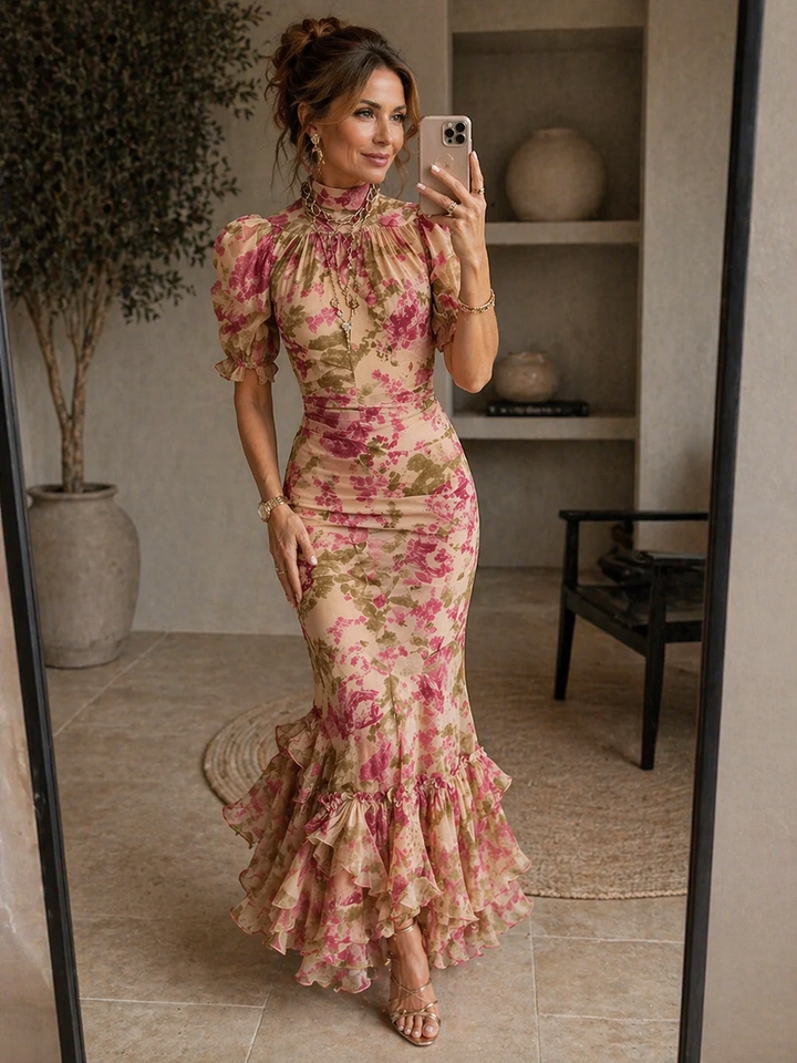 Sae | Rose Puff Maxi Dress
