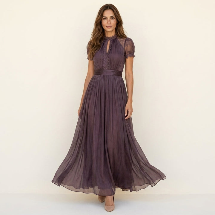 Flavia | Long dress with lace collar