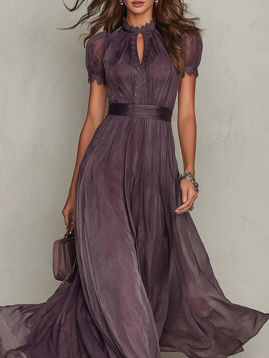 Flavia | Long purple with lace