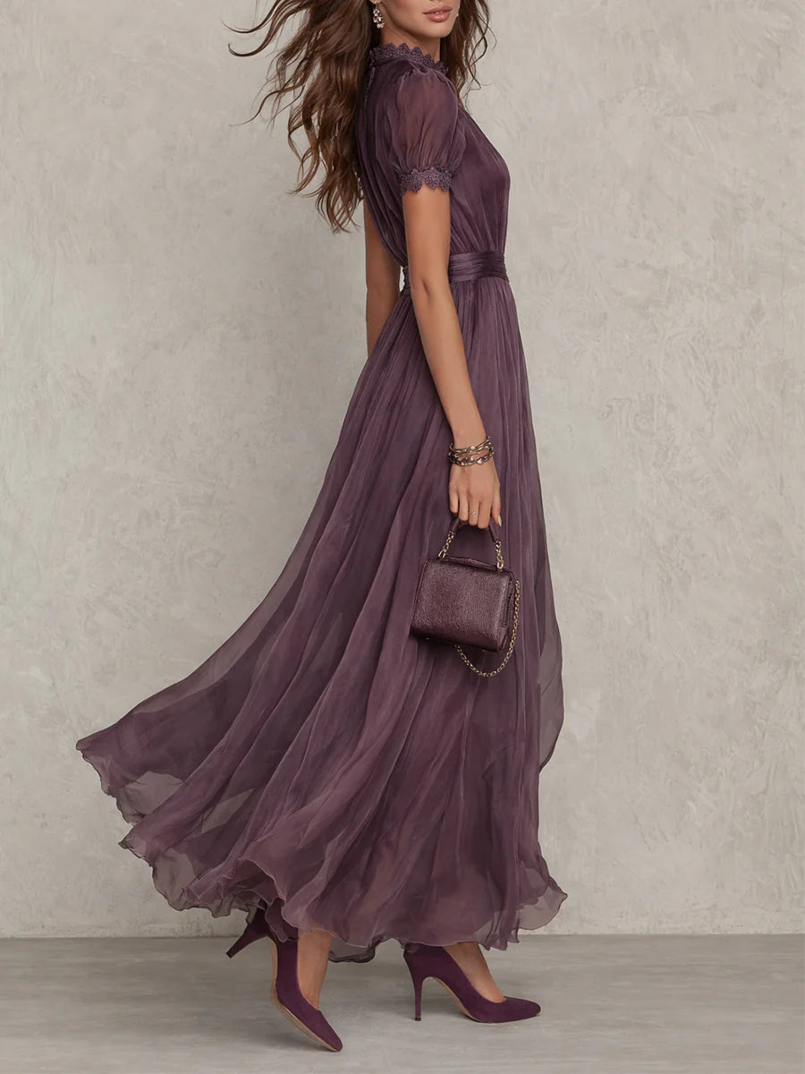 Flavia | Long purple with lace