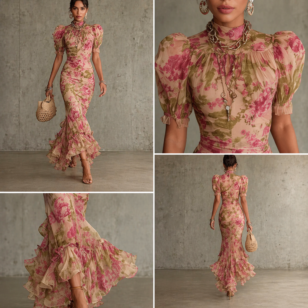 Sae | Rose Puff Maxi Dress