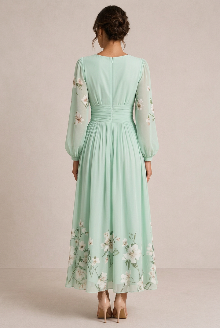 Venira | Midi Green Floral Dress