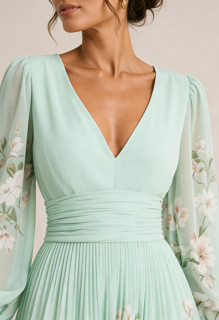 Venira | Midi Green Floral Dress